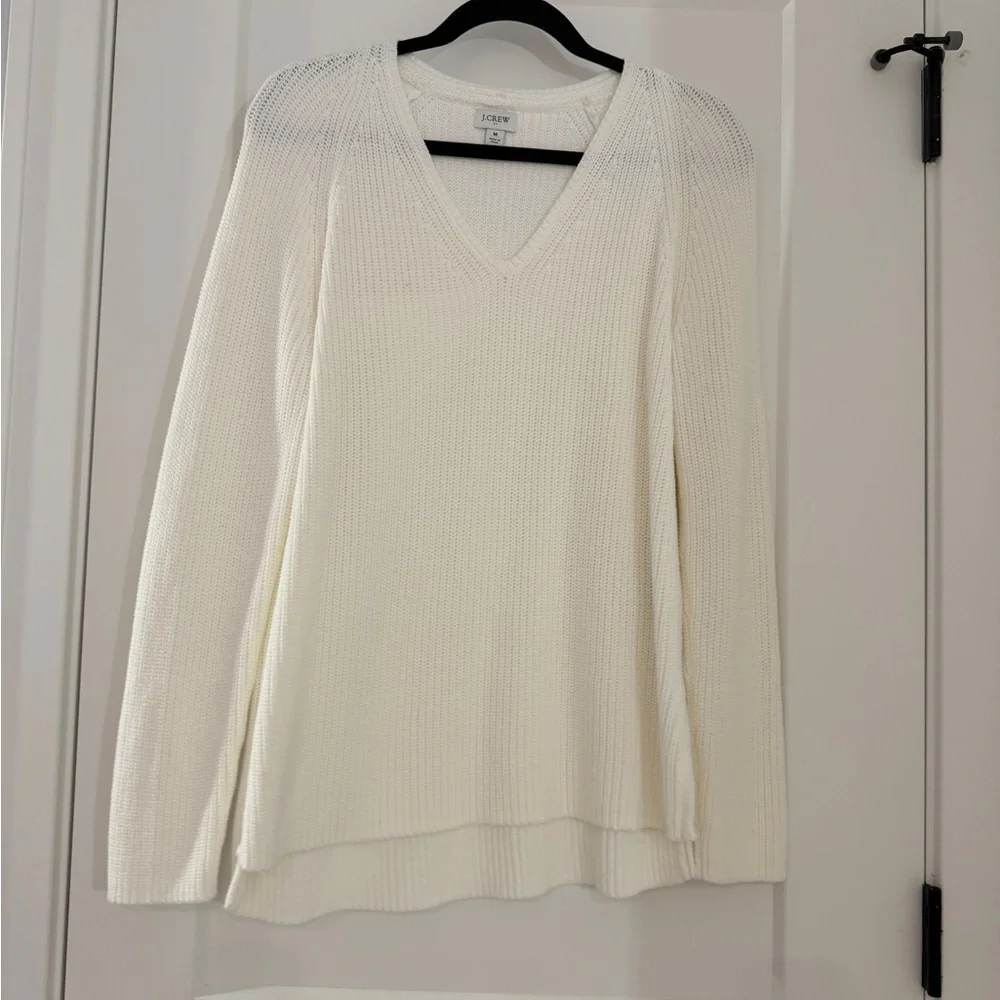 J. Crew Cream V-Neck Knit Sweater
